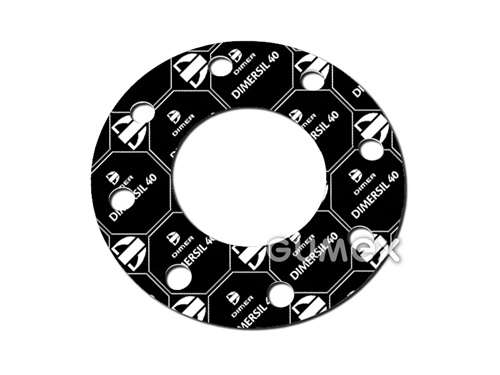 Vláknitogumová doska DIMERSIL 40, tloušťka 0,5mm, 1500x1500mm, 100bar, NBR/karbonové vlákna, +250°C (para +250°C), kratkodobá +450°C, čierna